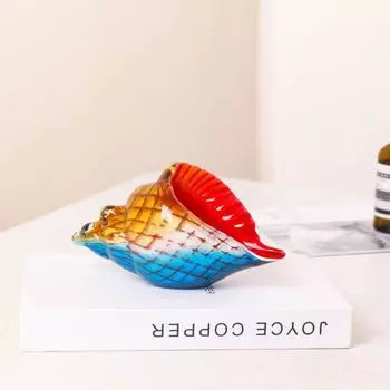 Стеклянная ручная работа выдувная ракушка скульптура хрустальный аквариум декор стола океан многоцветный морской декор