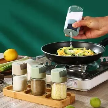 Стеклянная солонка с влагостойким уплотнением, легко заправляемая, прозрачная банка для приправ для пищевых продуктов синий