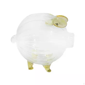 Стеклянная свинья-копилка, копилка, милая банка для входа в кафе Golden round mouth