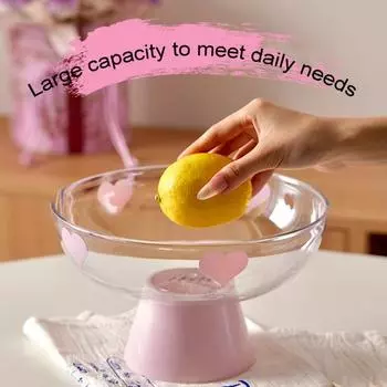 Стеклянная тарелка для фруктов, элегантные прозрачные миски для хранения фруктов, многофункциональные витрины для ананасов, бананов, винограда розовый