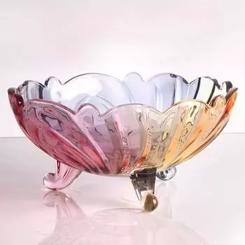 Стеклянная тарелка для фруктов в европейском стиле, салатница, конфеты, сухофрукты, домашний журнальный столик, контейнер для закусок в гостиной 22X10cm