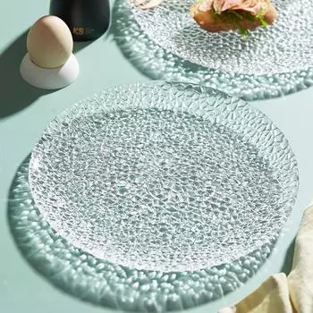 Стеклянная тарелка Домашняя тарелка-молоток Плоская креативная тарелка для фруктов Тарелка для закусок Салатная десертная тарелка Бытовая посуда