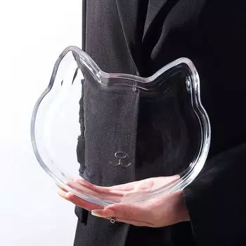 Стеклянная тарелка, прозрачная, высокоэстетичная, толстая, с большой перегородкой, тарелки для пельменей, соус для макания, морепродукты, креветки, подносы для фруктов