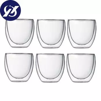 Стеклянная термоизолированная чашка для чая и эспрессо с двойными стенками