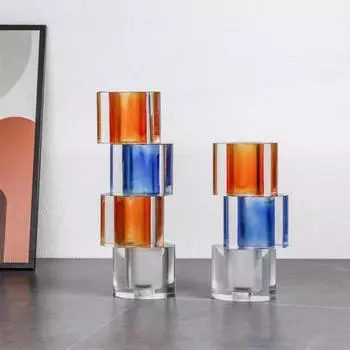 Стеклянная ваза Цветные геометрические сечения Прозрачная мозаика Хрустальная ваза для цветов Террариум Цветочный горшок Украшения для дома Аксессуары