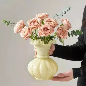 Стеклянная ваза Красочные складки Винтажная открытая ваза для цветов Террариум Цветочные композиции Аксессуары для украшения дома Аксессуары