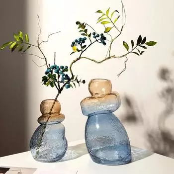 Стеклянная ваза с градиентным цветом в форме тыквы, нестандартная каменистая горка, террариум, цветочные композиции, аксессуары для домашнего декора