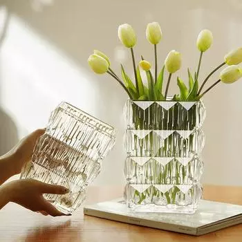 Стеклянная ваза, украшение, прозрачная вода, приподнятая цветочная композиция, гостиная, обеденный стол, прямой цилиндр, гидропонное украшение для дома, ремесла Transparent Vase (Small)