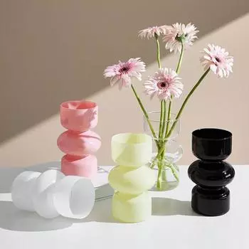 Стеклянная ваза в стиле INS, цветные стеклянные контейнеры, гидропонные цветочные композиции, украшение для дома, ваза, украшение для стола, орнамент чистый