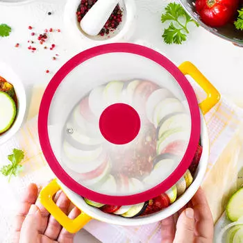 Стеклянная верхняя крышка универсальная крышка жаропрочная кастрюля для сковородок вок кастрюли сковородки 27cm красный