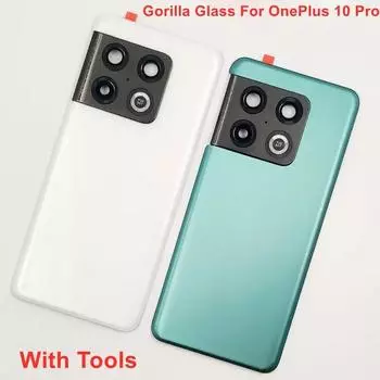 Стеклянная задняя крышка для OnePlus 10 Pro, жесткая крышка аккумулятора, задняя панель корпуса с клеевым логотипом объектива камеры Panda White