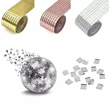 Стеклянная зеркальная мозаичная плитка, самоклеящаяся 1464 шт., вечерние плитки для диско-шара, сделай сам, украшения, бордюрная мозаика, наклейки на стену