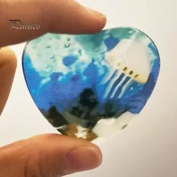 Стеклянное пляжное карманное сердце ручной работы, карты на память, натуральный морской стеклянный кулон в форме сердца, ручной работы, океанский орнамент, мини-сувенир A