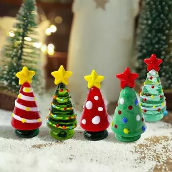Стеклянное украшение для рождественской елки ручной работы, зеленое, красное украшение для рождественской елки, стеклянная фигурка для домашнего декора для камина, стола B