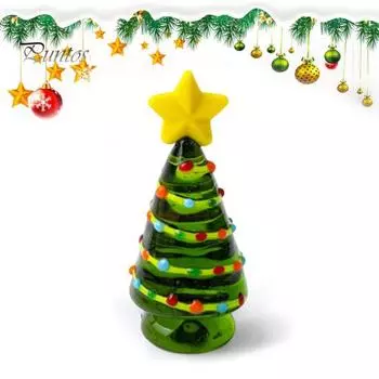Стеклянное украшение для рождественской елки ручной работы, зеленое, красное украшение для рождественской елки, стеклянная фигурка для домашнего декора для камина, стола D