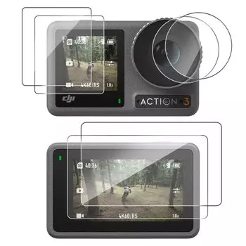 стеклянной пленки для DJI Osmo Action 3. Материал для предотвращения отпечатков пальцев, изготовленный Asahi Glass. Самая высокая твердость 9H. Защитная пленка для ЖК-дисплеев.