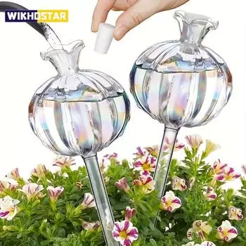 Стеклянные автоматические лампы для полива растений в форме цветка, капельница для воды, легкое устройство для комнатных растений, система капельного орошения A