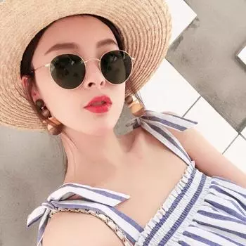 Стеклянные аксессуары, светоотражающие модные солнцезащитные очки в круглой оправе, красочные, с УФ-защитой для женщин, уникальные розовый