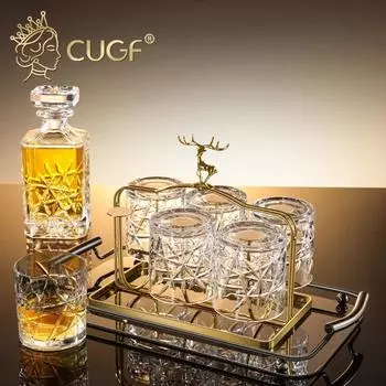 Стеклянные бокалы для вина CUGF, легкие роскошные высококачественные бокалы для вина, романтический набор бокалов для красного вина, бокалы для вина с подносом-кронштейном Set