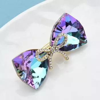 Стеклянные броши с бантом для женщин, унисекс, блестящая красота, бант, вечерние офисные броши, булавка, подарки Style 1 разноцветный