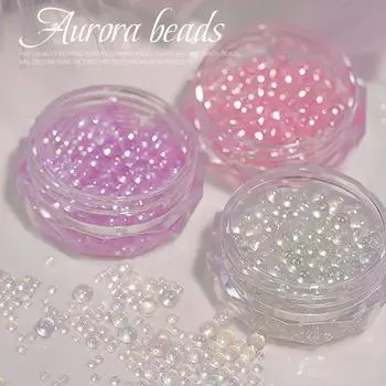 Стеклянные бусины для дизайна ногтей Aurora Bubble Beads, смешанные бусины для дизайна ногтей Bubble Bead, новые 3D украшения для дизайна ногтей
