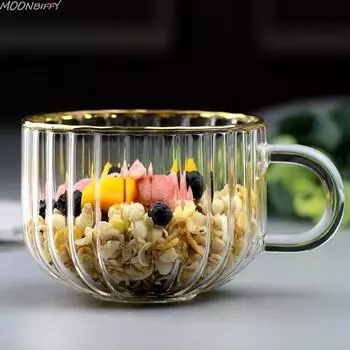 Стеклянные чашки Рельефная чашка в скандинавском стиле ретро Пномпень Подсолнух с ручкой Кружка для завтрака с молоком и овсянкой Кружка для кофе бокал для вина 400ml