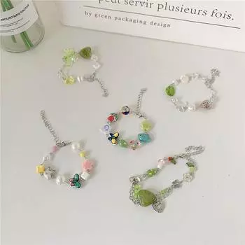 Стеклянные Ювелирные Изделия Подарок Мультфильм Кулон Сердце Подвески Браслет Корейский Стиль Цепной Браслет Женские Браслеты