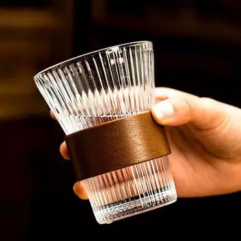 Стеклянные кофейные чашки, японские чайные чашки с рукавами, бокалы для вина, простые полосатые кружки, кружки для пива, молока, сока, холодной воды 200ml