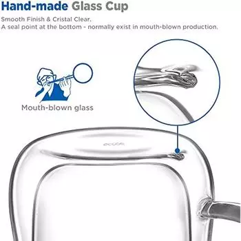 Стеклянные кофейные кружки 2х350 мл, стаканы с двойными стенками и аса, чашки из боросиликатного стекла для чая, кофе, молока, латте, макиато 9x9x11cm