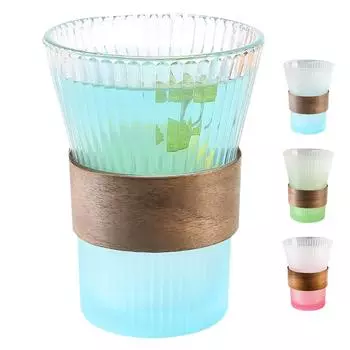 Стеклянные кофейные кружки Leeseph, кружки для холодных напитков мокко с широким горлом, чашки с тонкими полосками, идеально подходят для латте, напитков, газировки, воды 200-300ml