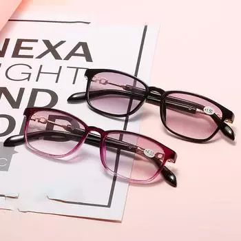 Стеклянные компьютерные очки Квадратные очки для пресбиопии Очки для чтения Очки для дальнозоркости purple-+350