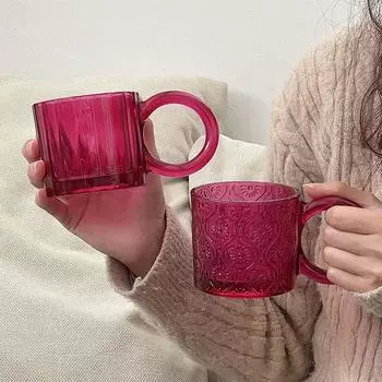 Стеклянные кружки Нишевые дизайнерские кружки с ручкой Бытовые кружкиМолочные кофейные кружки