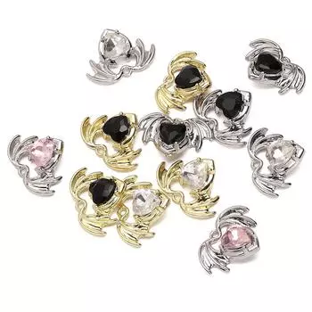 Стеклянные крылья любви кулон металлические подвески для изготовления ювелирных изделий DIY браслет ожерелье серебряный/чёрный