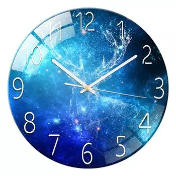 Стеклянные настенные часы, современный дизайн, закаленные часы с красочным ландшафтным освещением Full moon snow mountain