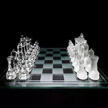 Стеклянные шахматы со стеклянной доской | Шахматные фигуры из матового и прозрачного стекла | Интеллектуальная игра для взрослых | Стратегия/Игра на свежем воздухе (Набор из 1)(20x20cm) 20 x 20 cm