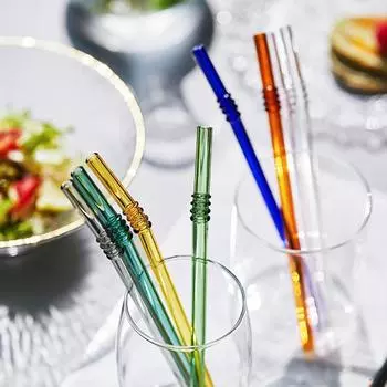 Стеклянные соломинки синий