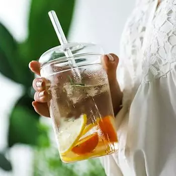 Стеклянные стаканчики для кофе, чая, напитков, молока, чая, воды, стаканчики со стеклянной крышкой, стеклянная соломинка, дорожная стеклянная бутылка для питья 500ml