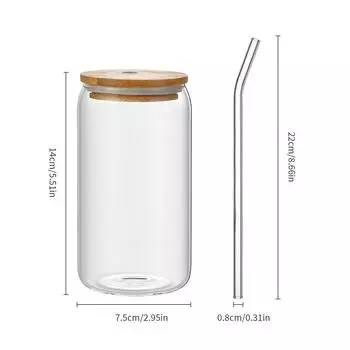 Стеклянные стаканы 500 мл с крышками и трубочками, стаканы для питья, стеклянный стакан для холодного кофе, пива, чая 401-500ml