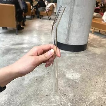 Стеклянные трубочки для питья, экологически чистые для горячих или холодных напитков, изогнутые/с плоским ртом