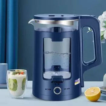 Стеклянный электрический чайник, бытовой большой емкости из нержавеющей стали, встроенный автоматический чайник с кипящей водой с постоянной температурой синий