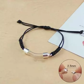 Стеклянный браслет на локте Открытая бутылка из киновари ручной работы Плетеная вручную веревка Стеклянный изогнутый браслет Браслет из пустой бутылки 6MM*2.5MM чёрный