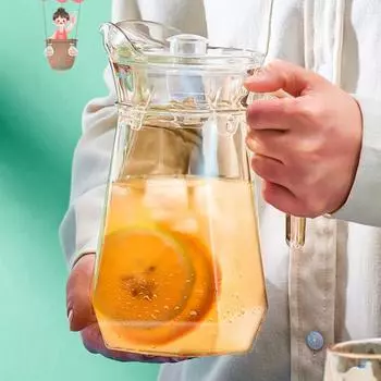 Стеклянный чайник для холодной воды, большой емкости, стеклянный чайник, бытовой, устойчивый к высоким температурам, противовзрывной, в форме утконоса 1500-2000ml