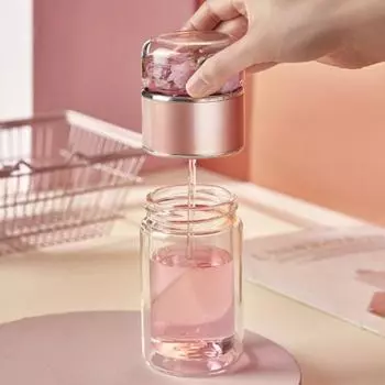 Стеклянный чайник для заваривания чая с двойной изоляцией, герметичный, портативный, для путешествий, для чая 280ml шампанского