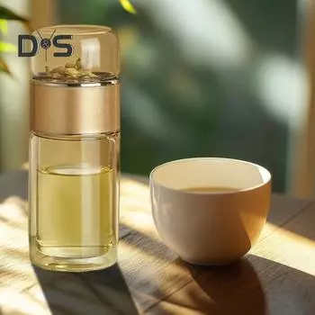 Стеклянный чайник для заваривания чая с двойной изоляцией, герметичная переносная дорожная чашка для чая с фильтром, разделение воды для чая, подарок любителям чая 280ml