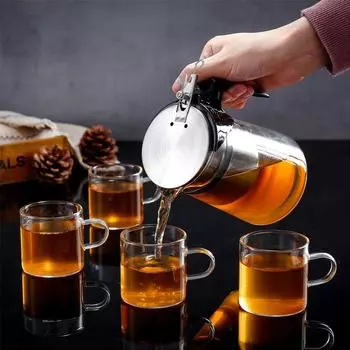 Стеклянный чайник емкостью 750 мл, термостойкий, с фильтром для заварки чая из нержавеющей стали 304 для зеленого и черного чая Улун и чая Пу Эр Dull