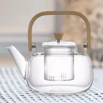 Стеклянный чайник Прозрачные печи Заварной чай Ручная выдувка со съемным заварником чистый