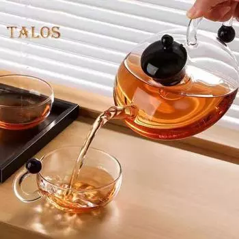 Стеклянный чайник со съемным фильтром для заваривания чая, термостойкий стеклянный чайник для листового чая, подходит для микроволновой печи, не содержит бисфенол-А, заварочный кувшин A