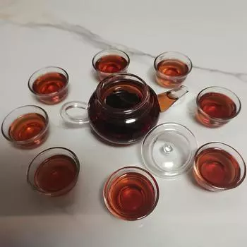 Стеклянный чайный сервиз из 9 шт. включает в себя 1 горшок и 8 чайных чашек, китайский чайный сервиз Gongfu, чайный сервиз для дома, ресторана, чайной комнаты, отеля, чайные аксессуары, деловые подарки Teapot And Cup Gift Set (one Pot And Eight Cups)