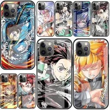 Стеклянный чехол Demon Slayer Anime для Apple iPhone 14 11 13 Pro 12 7 8 Plus SE 2022 XR X XS Max 6 6S, закаленный чехол для телефона iPhone 14 Pro Max