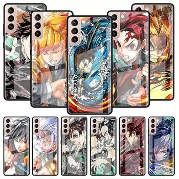 Стеклянный чехол Demon Slayer аниме для Samsung Galaxy S22 S20 FE S21 S23 Plus, чехол для телефона S10 5G S9 Note 20 Ultra 10 Lite Shell Samsung S22 5G